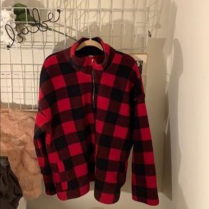 3/4 zip buffalo plaid Sherpa pull over !